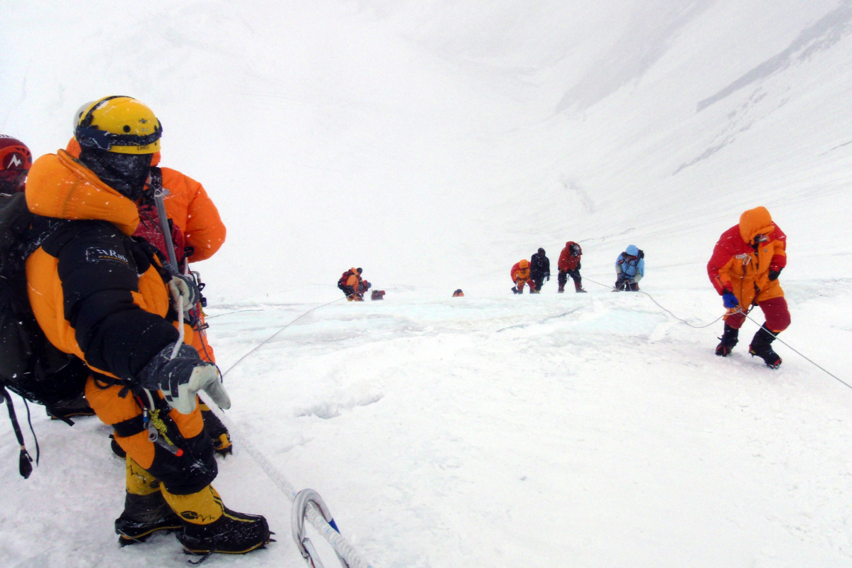 Lhotse wall in a storm